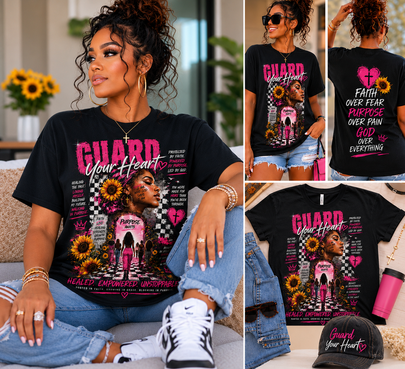 Guard Your Heart T-Shirt — Floral Afrocentric Empowerment Tee