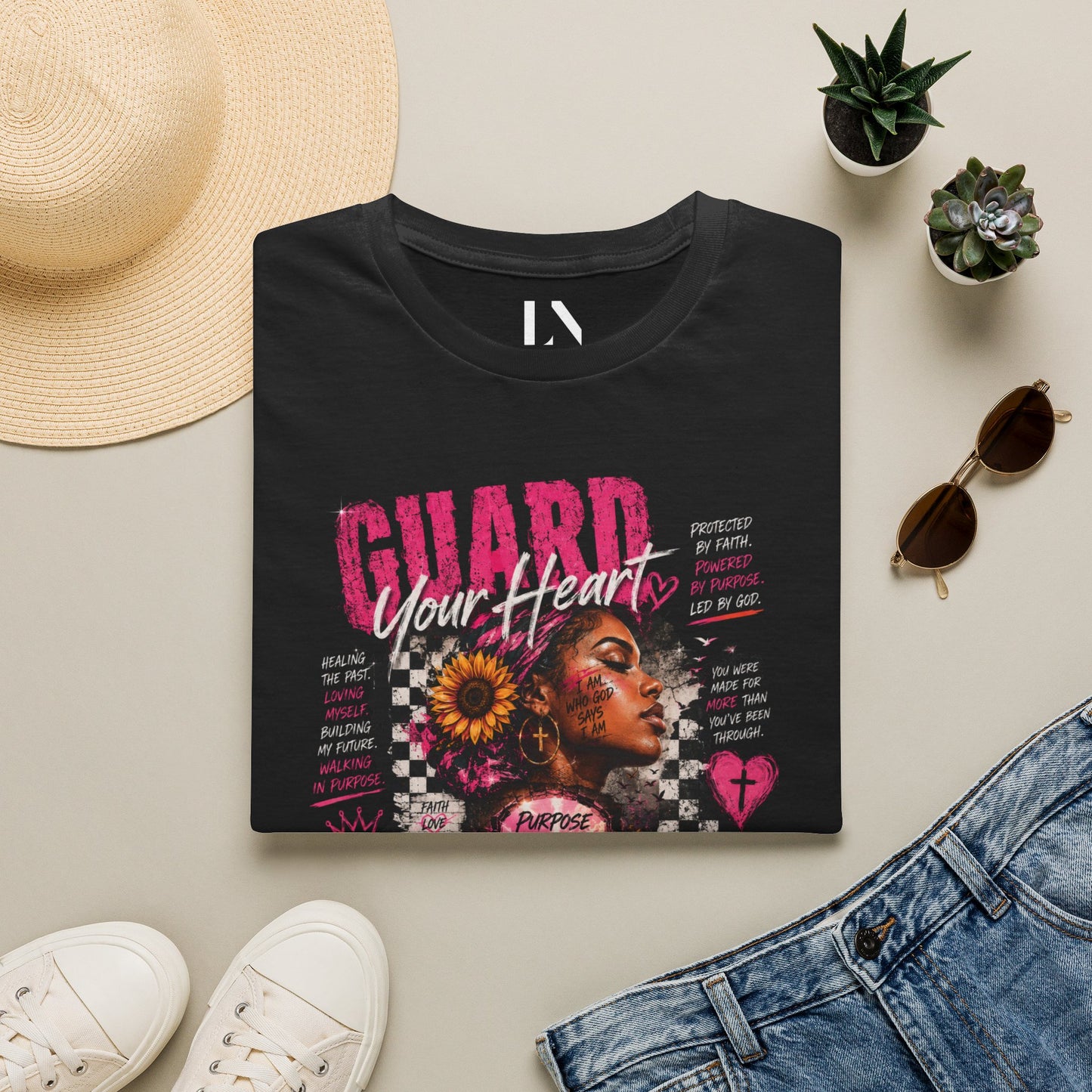 Guard Your Heart T-Shirt — Floral Afrocentric Empowerment Tee